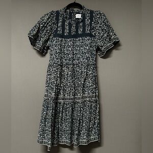LINI Navy and White Patterned Midi Dress